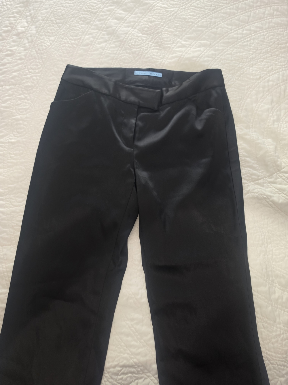 ANTONIO MELANI Black Satin-Look Dress Trousers